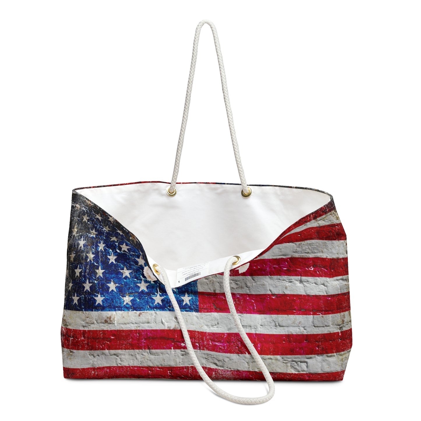 American Flag Themed Bags and Accessories - Distressed American Flag on Brick Printed on Weekender Bag
