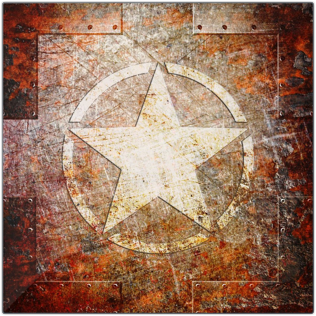 Army Themed Decor and Gifts - Army Star on Rust Printed on Eco-Friendly Recycled Aluminum