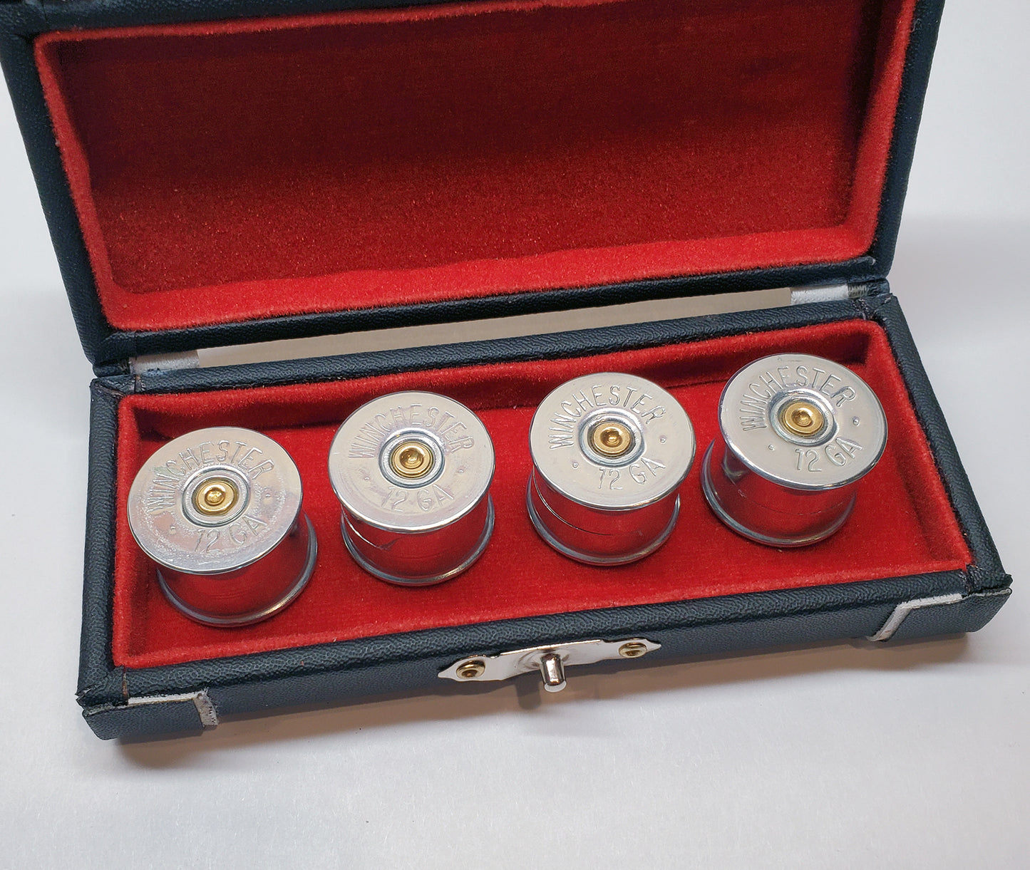 12 Gauge Shotgun Shell Split Shaft Guitar Knobs, made of Recycled 12 Gauge Case Heads