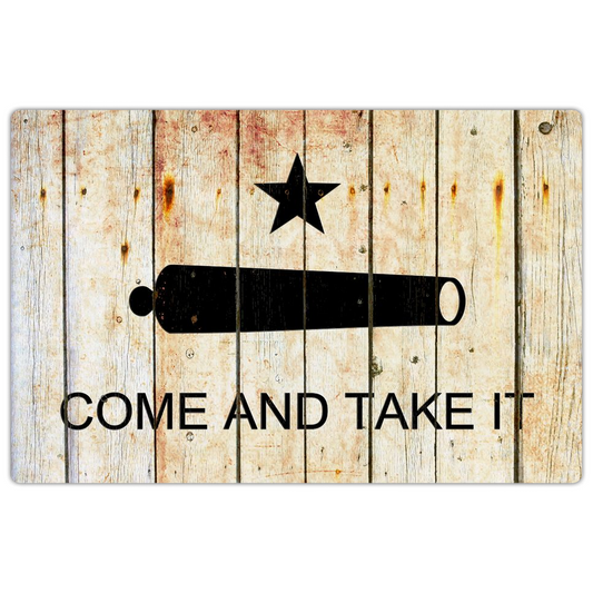 Come and Take it - Gonzales Flag on Barn Wood Print on 4x6 magnet