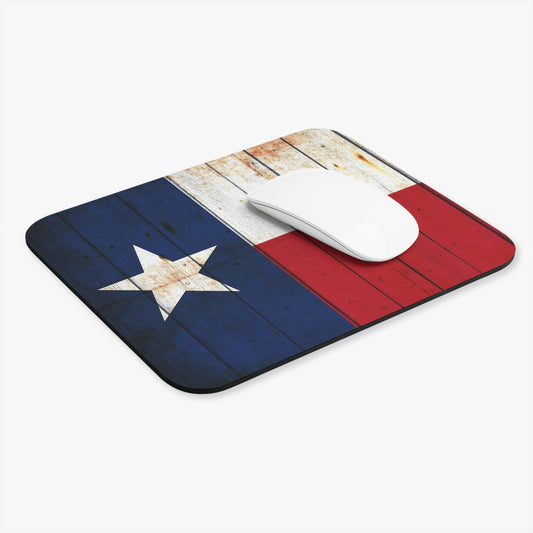 Texas Themed Office Decor - Texas Flag on Old Barn Wood Mouse Pad