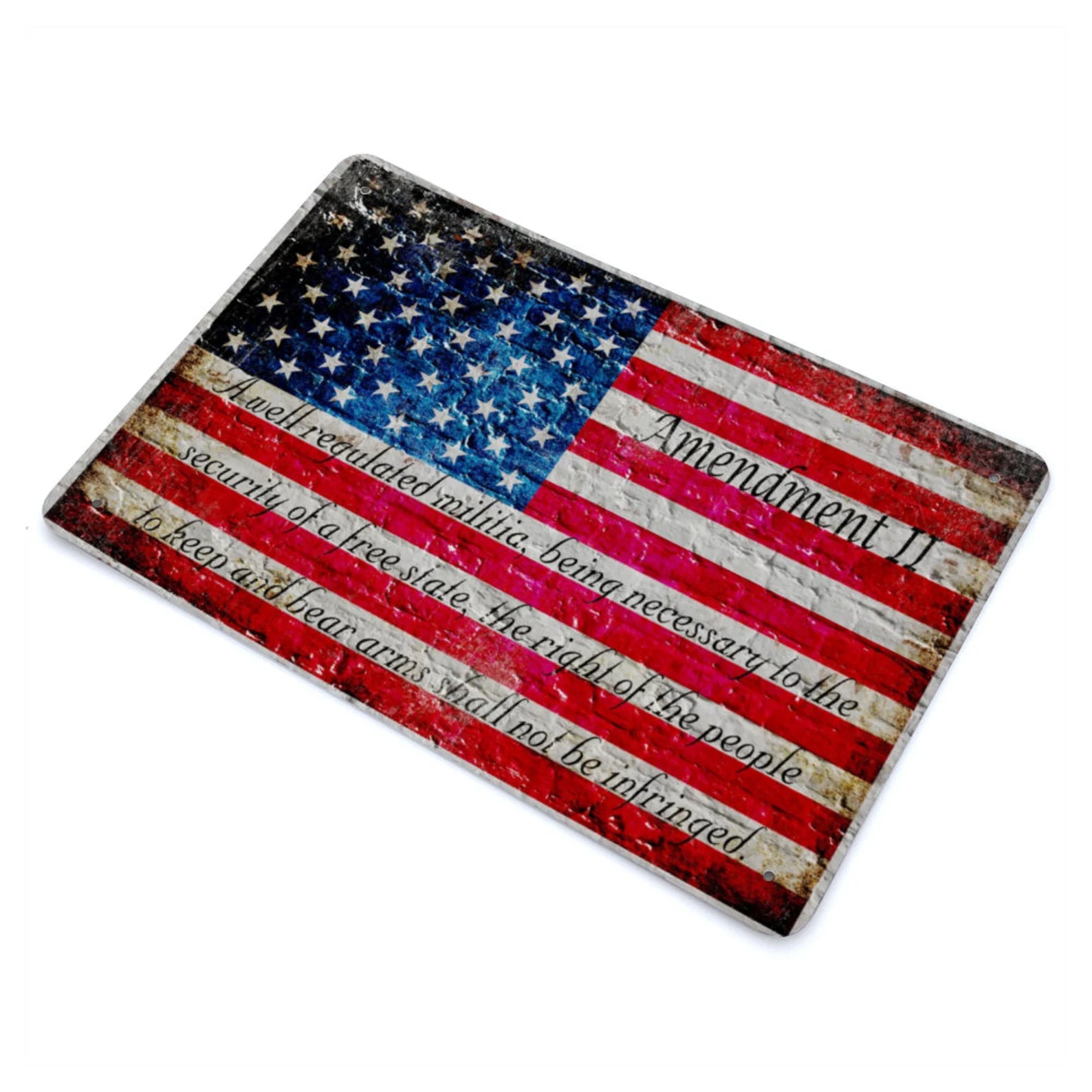 American Flag and 2nd Amendment Horizontal Print on Metal Sheet sideway