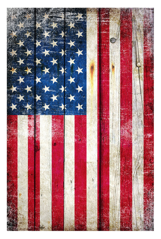 Patriotic Wall Art Print - American Flag on Old Barn wood Print on Archival Paper