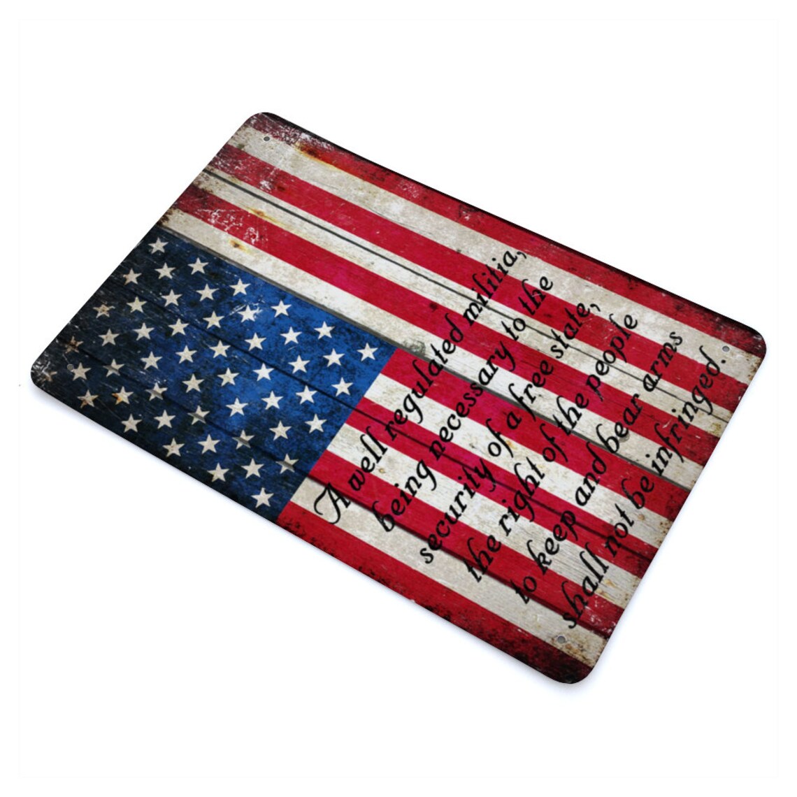 merican Flag with 2nd Amendment Vertical Print on Metal Sheet sideview