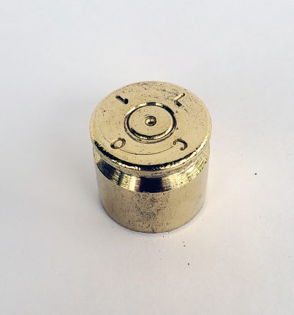Guitar knob made with recycled 50 caliber casing top view