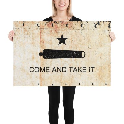 Pro gun art Come and Take it Gonzales Battle Flag on rusted riveted plate print on archival paper 24x36