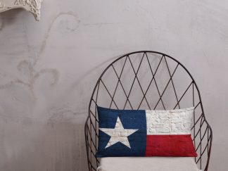 Texas flag on whitewashed brick print premium lumbar pillow on chair