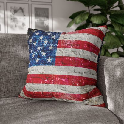 Patriotic Themed Pillow Replacement Cover, American Flag on Old Brick Wall Print Replacement Cover for Pillow and Cushion - Image 5