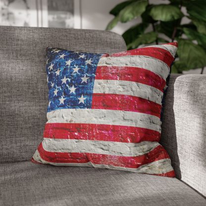 18 by 18 American Flag on Old Brick Wall Print Replacement Cover for Pillow and Cushion