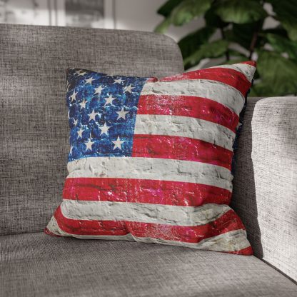 16 by 16 American Flag on Old Brick Wall Print Replacement Cover for Pillow and Cushion