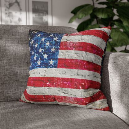 20x20 American Flag on Old Brick Wall Print Replacement Cover for Pillow and Cushion