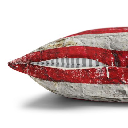 close up view of our American Flag on Old Brick Wall Print Replacement Cover for Pillow and Cushion